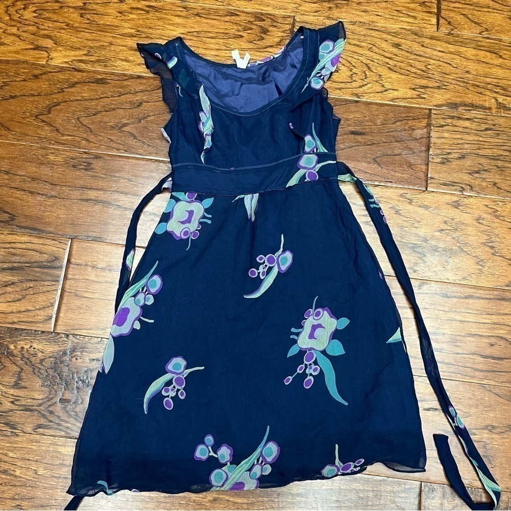 Maeve by Anthropologie Silk Chiffon Pintura Floral Dress